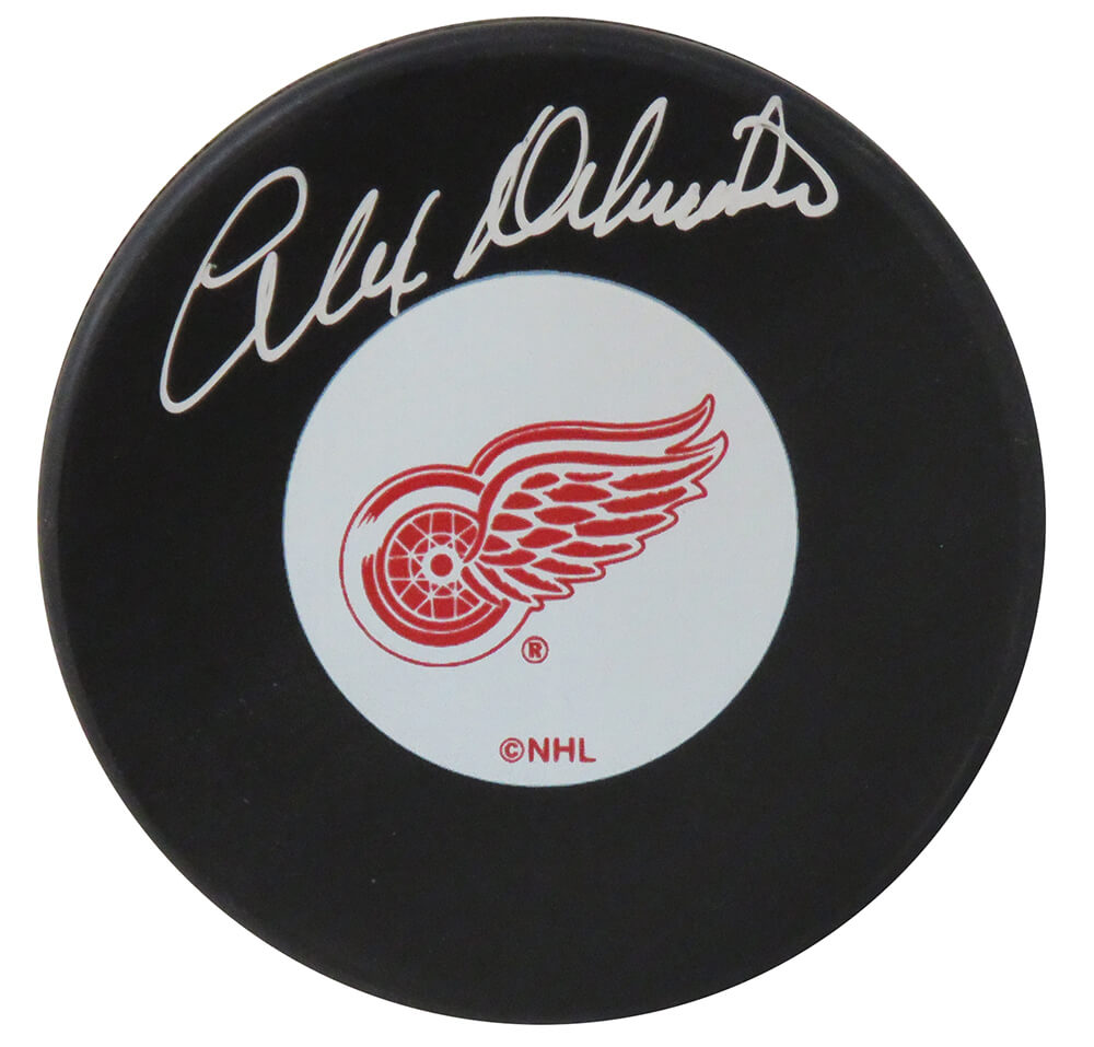 Alex Delvecchio Signed Detroit Red Wings Logo Hockey Puck - DELPUC402 - Alex Delvecchio Signed Detroit Red Wings Logo Hockey Puck product image