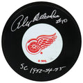 Alex Delvecchio Signed Detroit Red Wings Logo Hockey Puck w/SC 1952-54-55 - DELPUC404 - Alex Delvecchio Signed Detroit Red Wings Logo Hockey Puck w/SC 1952-54-55 product image