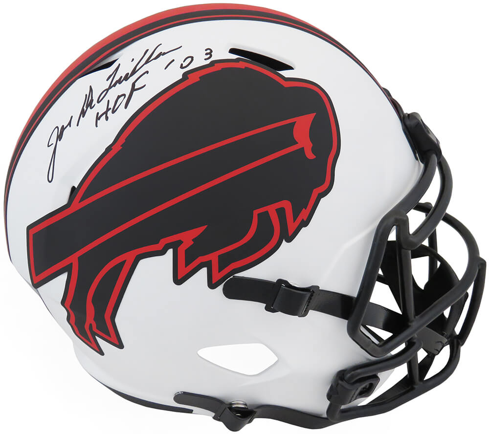 Joe DeLamielleure Signed Buffalo Bills Lunar Eclipse White Matte Riddell Full Size Speed Replica Helmet w/HOF'03 - DELREP305 - Joe DeLamielleure Signed Buffalo Bills Lunar Eclipse White Matte Riddell Full Size Speed Replica Helmet w/HOF'03 product image
