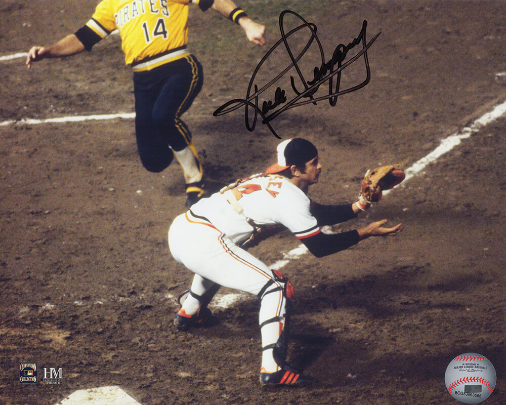 Rick Dempsey Signed Baltimore Orioles 1983 World Series Play At Plate 8x10 Photo - DEM08P100 - Rick Dempsey Signed Baltimore Orioles 1983 World Series Play At Plate 8x10 Photo product image