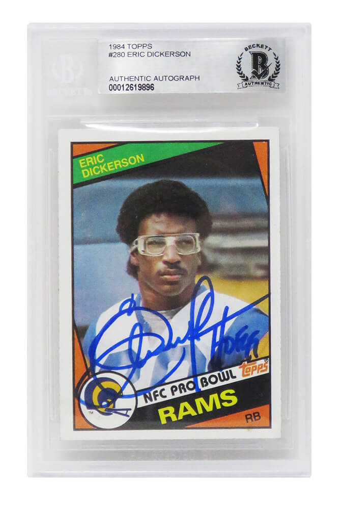 Eric Dickerson Signed Los Angeles Rams 1984 Topps Rookie Card #280 w/HOF'99 - (Beckett Encapsulated) - DICCAR304 - Eric Dickerson Signed Los Angeles Rams 1984 Topps Rookie Card #280 w/HOF'99 - (Beckett Encapsulated) product image