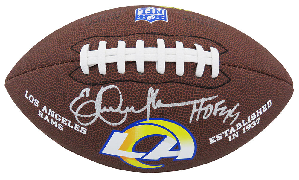 Eric Dickerson Signed Los Angeles Rams Brown Logo Football w/HOF'99 - DICFTB305 - Eric Dickerson Signed Los Angeles Rams Brown Logo Football w/HOF'99 product image