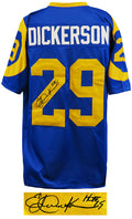 Eric Dickerson Signed Blue & Yellow T/B Custom Football Jersey w/HOF'99 - DICJRY305 - Eric Dickerson Signed Blue & Yellow T/B Custom Football Jersey w/HOF'99 product image