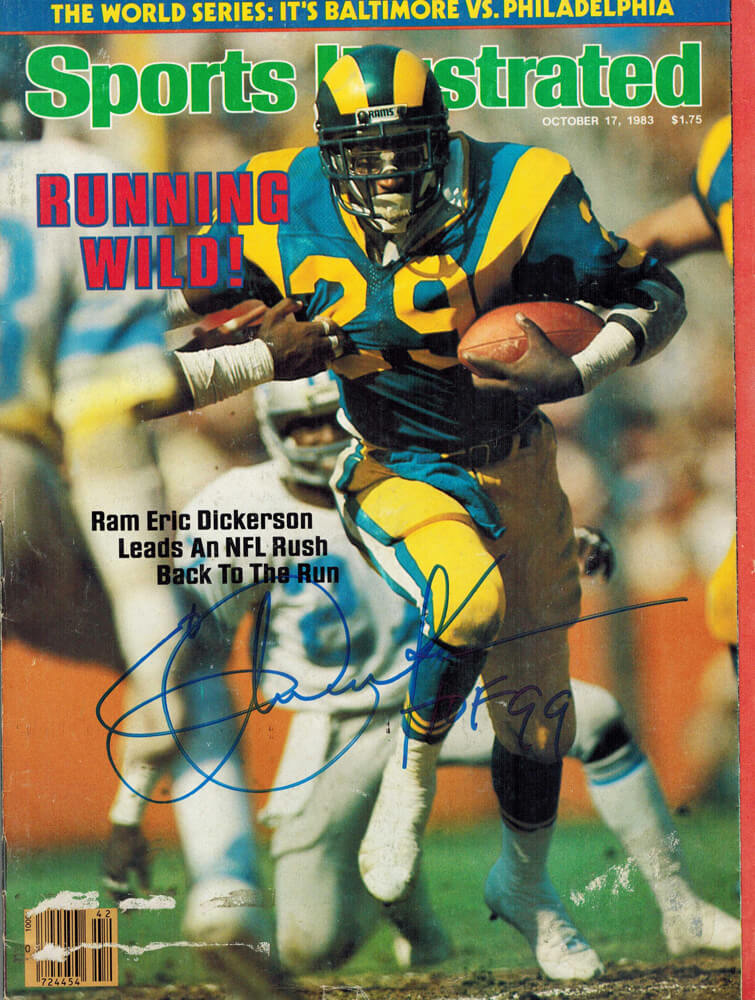 Eric Dickerson Signed Rams "Running Wild" Sports Illustrated 10/17/83 w/HOF'99 - DICMAG300 - Eric Dickerson Signed Rams "Running Wild" Sports Illustrated 10/17/83 w/HOF'99 product image