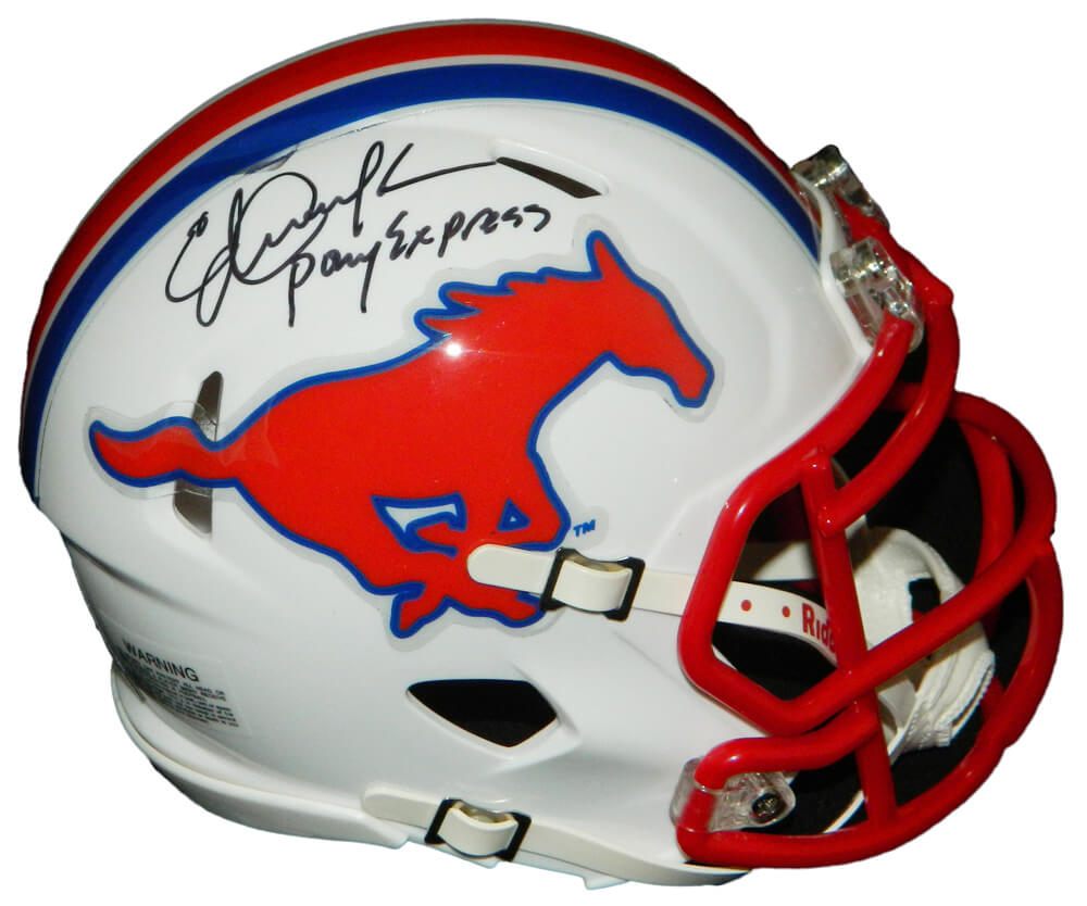 Eric Dickerson Signed Southern Methodist University (SMU) Riddell Speed Mini Helmet w/Pony Express - DICMIN301 - Eric Dickerson Signed Southern Methodist University (SMU) Riddell Speed Mini Helmet w/Pony Express product image