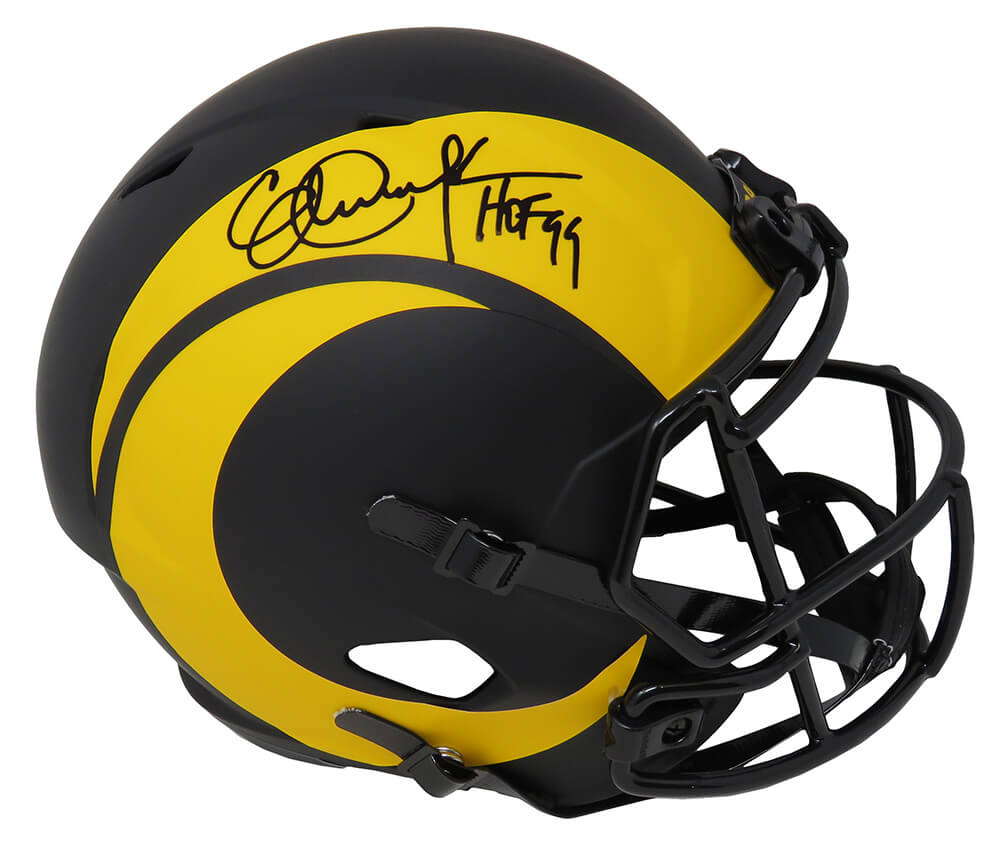 Eric Dickerson Signed Los Angeles Rams Eclipse Black Matte Riddell Full Size Speed Replica Helmet w/HOF'99 - DICREP306 - Eric Dickerson Signed Los Angeles Rams Eclipse Black Matte Riddell Full Size Speed Replica Helmet w/HOF'99 product image