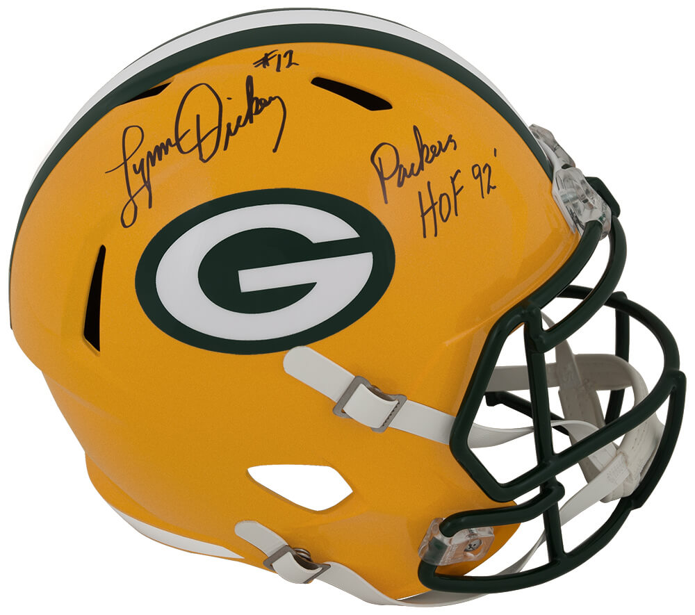 Lynn Dickey Signed Green Bay Packers Riddell Full Size Speed Replica Helmet w/Packers HOF'92 - DICREP320 - Lynn Dickey Signed Green Bay Packers Riddell Full Size Speed Replica Helmet w/Packers HOF'92 product image