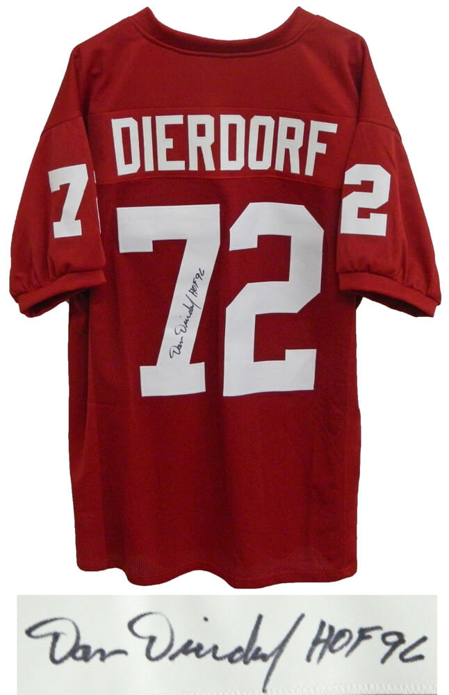 Dan Dierdorf Signed Red Throwback Custom Football Jersey w/HOF 96 - DIEJRY300 - Dan Dierdorf Signed Red Throwback Custom Football Jersey w/HOF 96 product image