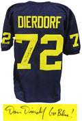 Dan Dierdorf Signed Navy Throwback Custom Football Jersey w/Go Blue - DIEJRY303 - Dan Dierdorf Signed Navy Throwback Custom Football Jersey w/Go Blue product image
