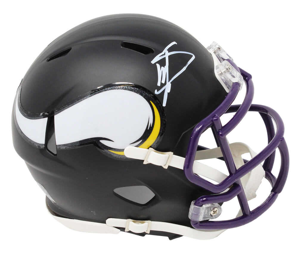 Stefon Diggs Signed Minnesota Vikings Flat Black Matte Riddell Speed Mini Helmet - DIGMIN302 - Stefon Diggs Signed Minnesota Vikings Flat Black Matte Riddell Speed Mini Helmet product image