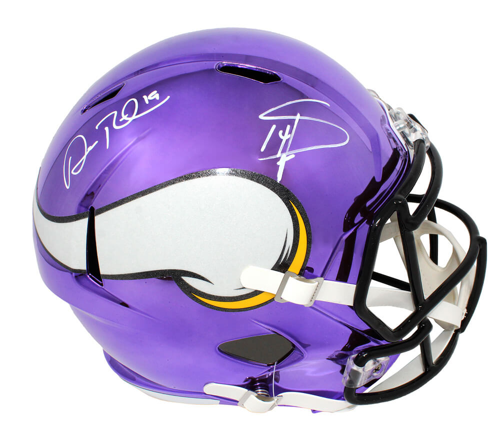 Stefon Diggs & Adam Thielen Dual Signed Minnesota Vikings Chrome Riddell Speed Full Size Replica Helmet - DIGREP306 - Stefon Diggs & Adam Thielen Dual Signed Minnesota Vikings Chrome Riddell Speed Full Size Replica Helmet product image