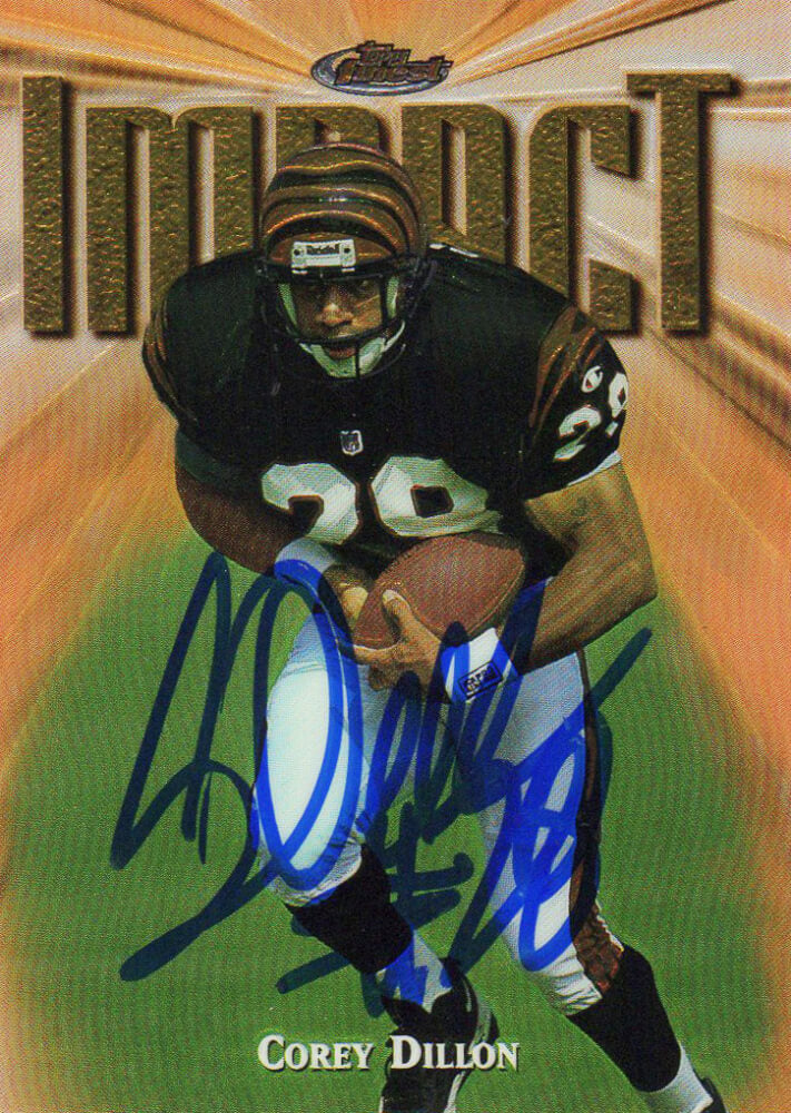 Corey Dillon Signed Cincinnati Bengals 1997 Topps Finest Football Rookie Card #176 - DILCAR300 - Corey Dillon Signed Cincinnati Bengals 1997 Topps Finest Football Rookie Card #176 product image