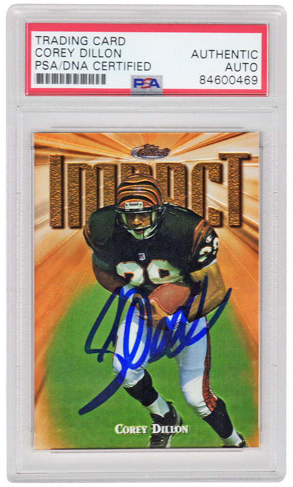 Corey Dillon Signed Cincinnati Bengals 1997 Topps Finest Football Rookie Card #176 - (PSA/DNA Encapsulated) - DILCAR302 - Corey Dillon Signed Cincinnati Bengals 1997 Topps Finest Football Rookie Card #176 - (PSA/DNA Encapsulated) product image