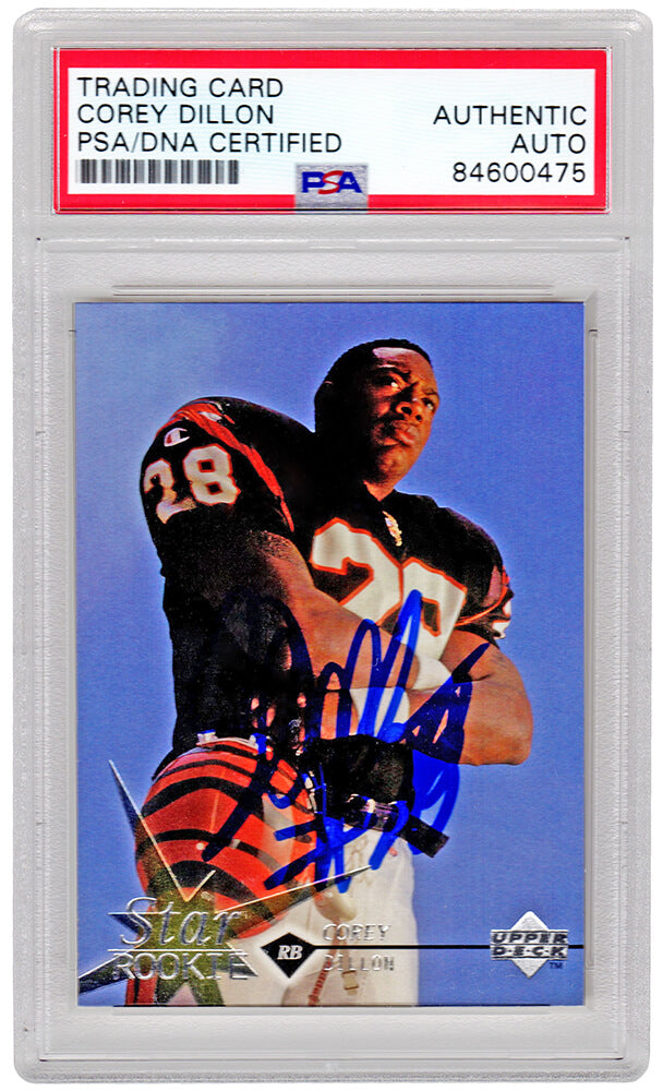 Corey Dillon Signed Cincinnati Bengals 1997 Upper Deck Football Rookie Card #24 - (PSA/DNA Encapsulated) - DILCAR303 - Corey Dillon Signed Cincinnati Bengals 1997 Upper Deck Football Rookie Card #24 - (PSA/DNA Encapsulated) product image