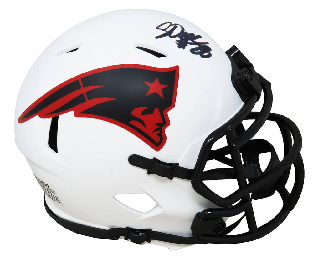 Corey Dillon Signed New England Patriots Lunar Eclipse White Matte Riddell Speed Mini Helmet - DILMIN307 - Corey Dillon Signed New England Patriots Lunar Eclipse White Matte Riddell Speed Mini Helmet product image