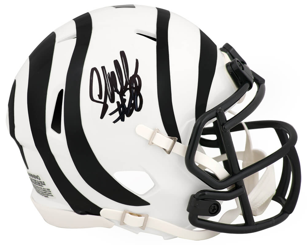 Corey Dillon Signed Cincinnati Bengals Alternate White Riddell Speed Mini Helmet - DILMIN308 - Corey Dillon Signed Cincinnati Bengals Alternate White Riddell Speed Mini Helmet product image