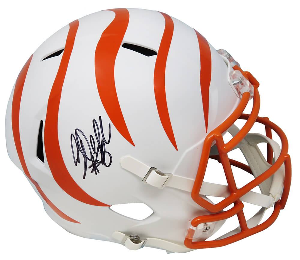 Corey Dillon Signed Cincinnati Bengals Flat White Matte Riddell Full Size Speed Replica Helmet - DILREP302 - Corey Dillon Signed Cincinnati Bengals Flat White Matte Riddell Full Size Speed Replica Helmet product image