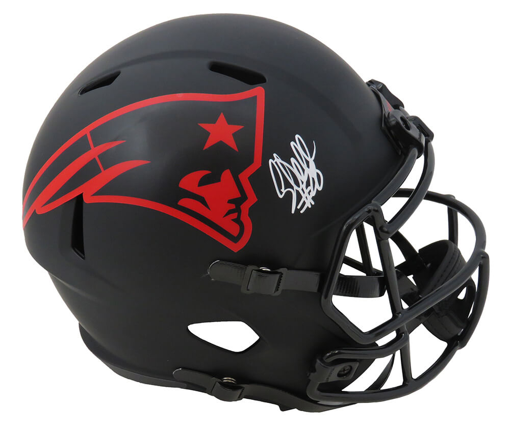 Corey Dillon Signed New England Patriots Eclipse Black Matte Riddell Full Size Speed Replica Helmet - DILREP307 - Corey Dillon Signed New England Patriots Eclipse Black Matte Riddell Full Size Speed Replica Helmet product image
