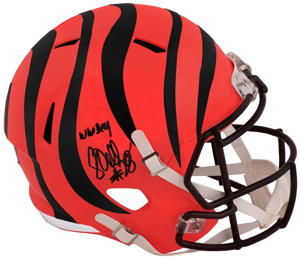 Corey Dillon Signed Cincinnati Bengals Riddell Full Size Speed Replica Helmet w/Who Dey - DILREP312 - Corey Dillon Signed Cincinnati Bengals Riddell Full Size Speed Replica Helmet w/Who Dey product image