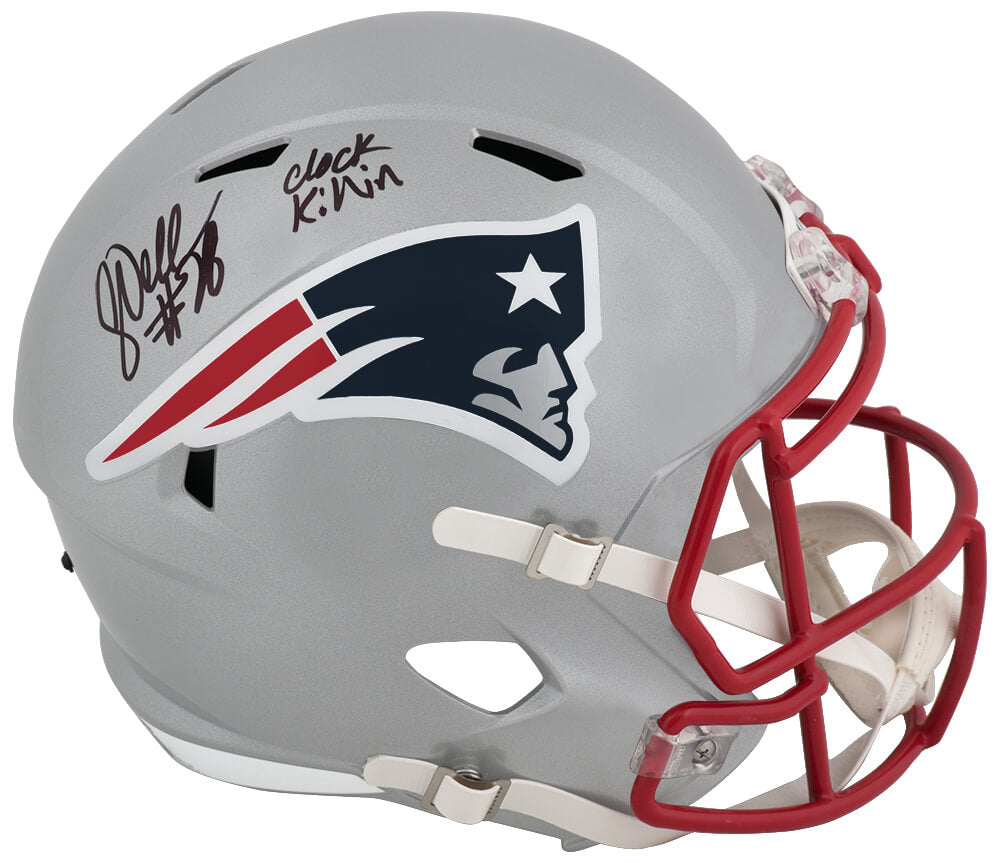 Corey Dillon Signed New England Patriots Riddell Full Size Speed Replica Helmet w/Clock Killin - DILREP314 - Corey Dillon Signed New England Patriots Riddell Full Size Speed Replica Helmet w/Clock Killin product image