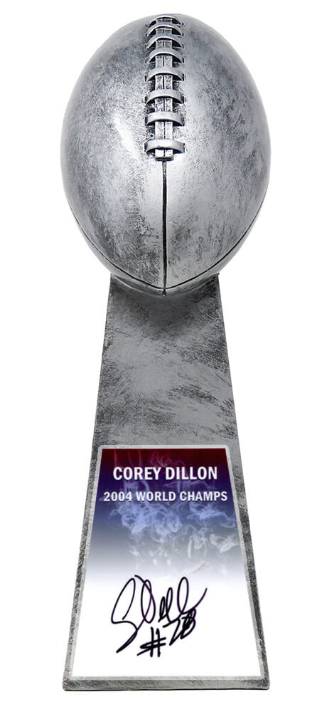 Corey Dillon Signed Football World Champion 15 Inch Replica Silver Trophy - DILTRO301 - Corey Dillon Signed Football World Champion 15 Inch Replica Silver Trophy product image