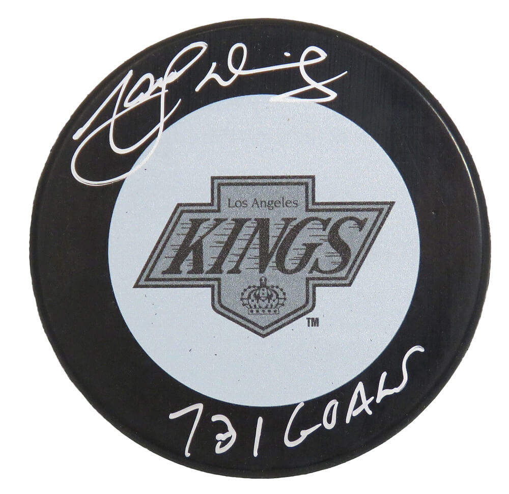 Marcel Dionne Signed Los Angeles Kings 1980's Style Logo Hockey Puck w/731 Goals - DIOPUC405 - Marcel Dionne Signed Los Angeles Kings 1980's Style Logo Hockey Puck w/731 Goals product image