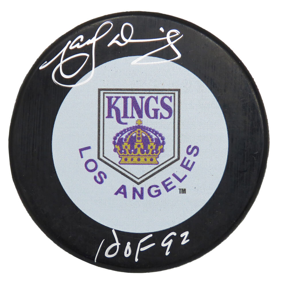 Marcel Dionne Signed Los Angeles Kings 1970's Style Logo Hockey Puck w/HOF'92 - DIOPUC406 - Marcel Dionne Signed Los Angeles Kings 1970's Style Logo Hockey Puck w/HOF'92 product image