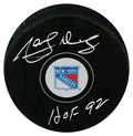 Marcel Dionne Signed New York Rangers Logo Hockey Puck w/HOF'92 - DIOPUC410 - Marcel Dionne Signed New York Rangers Logo Hockey Puck w/HOF'92 product image