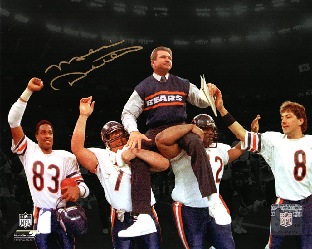 Mike Ditka Signed Chicago Bears Super Bowl XX Carried Off Field Spotlight 8x10 Photo - DIT08P314 - Mike Ditka Signed Chicago Bears Super Bowl XX Carried Off Field Spotlight 8x10 Photo product image