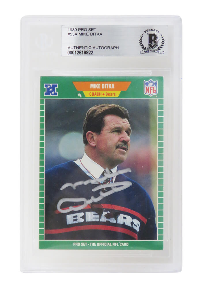 Mike Ditka Signed Chicago Bears 1989 Pro Set Card #53 - (Beckett Encapsulated) - DITCAR302 - Mike Ditka Signed Chicago Bears 1989 Pro Set Card #53 - (Beckett Encapsulated) product image