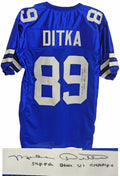 Mike Ditka Signed Blue Custom Throwback Jersey w/Super Bowl VI Champs - DITJRY302 - Mike Ditka Signed Blue Custom Throwback Jersey w/Super Bowl VI Champs product image