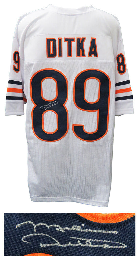 Mike Ditka Signed White Throwback Custom Football Jersey - DITJRY306 - Mike Ditka Signed White Throwback Custom Football Jersey product image