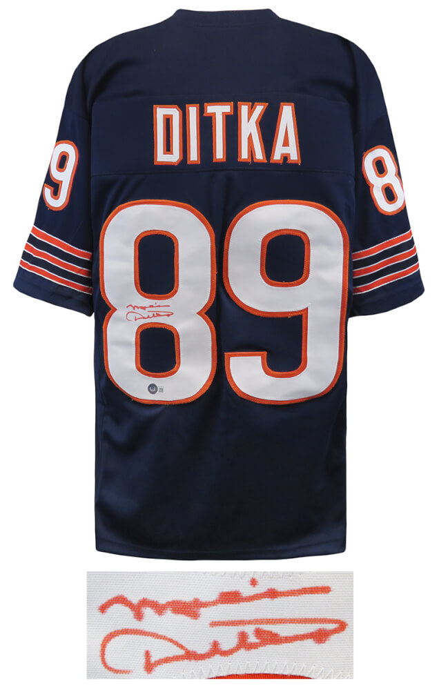 Mike Ditka Signed Navy Custom Football Jersey (In Orange) - (Beckett COA) - DITJRY307 - Mike Ditka Signed Navy Custom Football Jersey (In Orange) - (Beckett COA) product image
