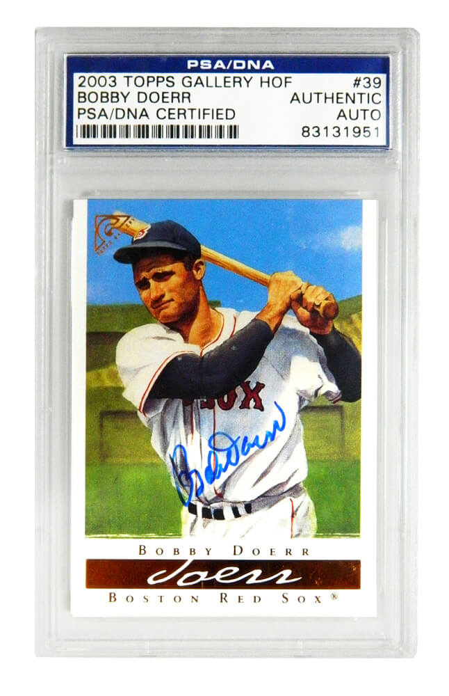 Bobby Doerr Signed Boston Red Sox 2003 Topps Gallery Trading Card #39 - (PSA Encapsulated) - DOECAR102 - Bobby Doerr Signed Boston Red Sox 2003 Topps Gallery Trading Card #39 - (PSA Encapsulated) product image