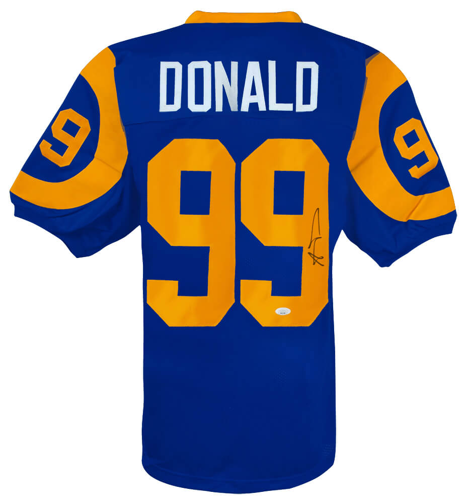 Aaron Donald Signed Blue Throwback Custom Football Jersey - (JSA) - DONJRY301 - Aaron Donald Signed Blue Throwback Custom Football Jersey - (JSA) product image