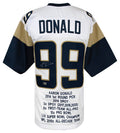 Aaron Donald Signed White Custom Embroidered Stat Football Jersey - (Beckett) - DONJRY302 - Aaron Donald Signed White Custom Embroidered Stat Football Jersey - (Beckett) product image