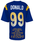 Aaron Donald Signed Blue Custom Embroidered Stat Football Jersey - (Beckett) - DONJRY304 - Aaron Donald Signed Blue Custom Embroidered Stat Football Jersey - (Beckett) product image