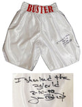 James Buster Douglas Signed White Boxing Trunks w/I Shocked The World 2-10-90 - DOUTRU500 - James Buster Douglas Signed White Boxing Trunks w/I Shocked The World 2-10-90 product image
