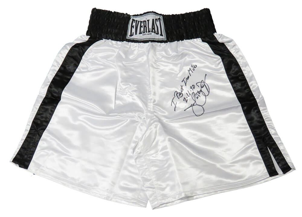 James Buster Douglas Signed Everlast White Boxing Trunks w/I Beat Iron Mike 2-11-90 - DOUTRU502 - James Buster Douglas Signed Everlast White Boxing Trunks w/I Beat Iron Mike 2-11-90 product image