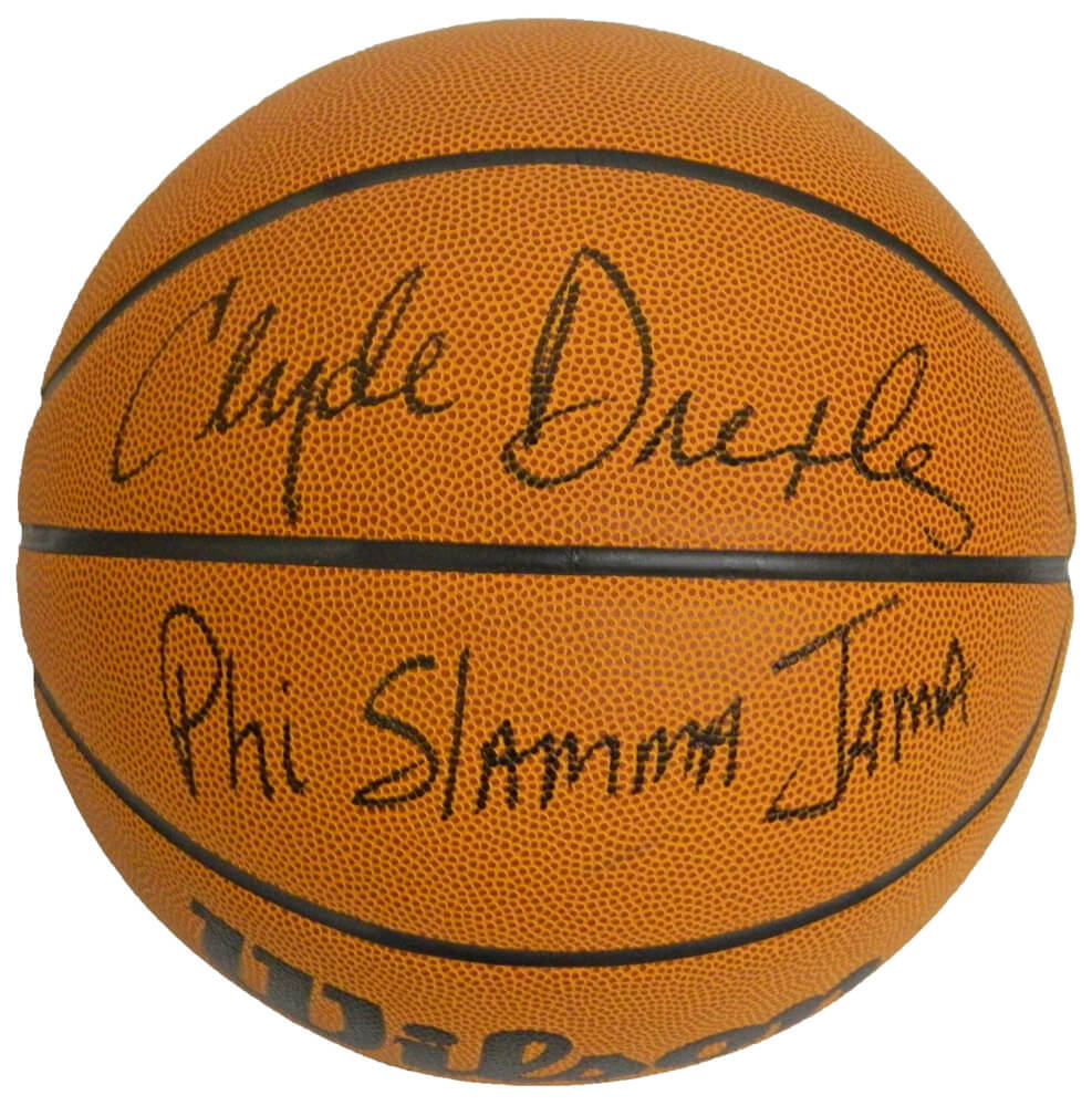 Clyde Drexler Signed Wilson NCAA Basketball w/Phi Slamma Jama - DREBSK204 - Clyde Drexler Signed Wilson NCAA Basketball w/Phi Slamma Jama product image