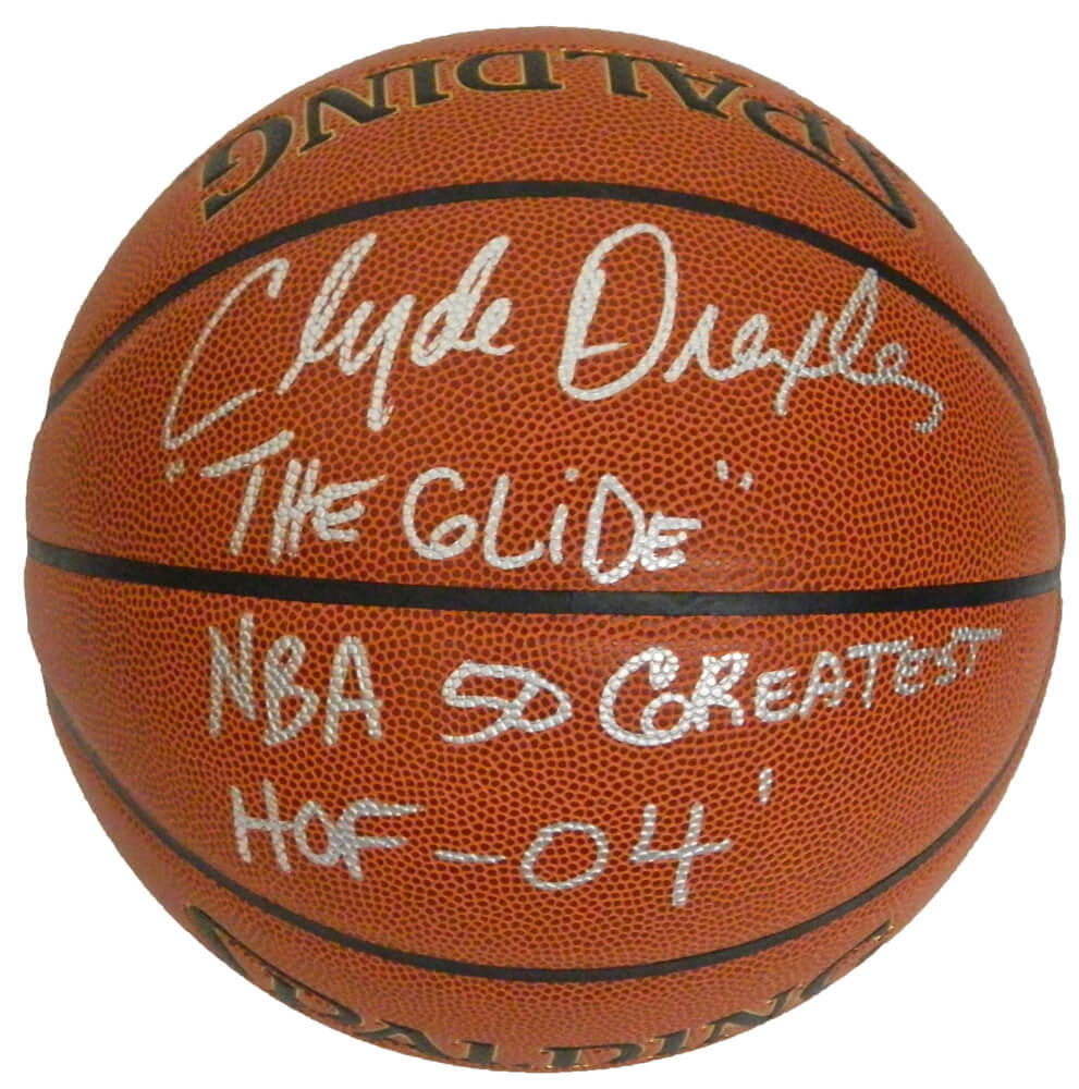 Clyde Drexler Signed Spalding NBA Indoor/Outdoor Basketball w/HOF 04, The Glide, NBA 50 Greatest - DREBSK210 - Clyde Drexler Signed Spalding NBA Indoor/Outdoor Basketball w/HOF 04, The Glide, NBA 50 Greatest product image