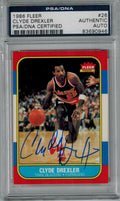 Clyde Drexler Signed Blazers 1986 Fleer Rookie Card #26 - PSA - DRECAR200 - Clyde Drexler Signed Blazers 1986 Fleer Rookie Card #26 - PSA product image