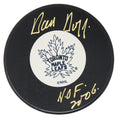 Dick Duff Signed Maple Leafs T/B Logo Hockey Puck w/HOF 2006 - DUFPUC402 - Dick Duff Signed Maple Leafs T/B Logo Hockey Puck w/HOF 2006 product image