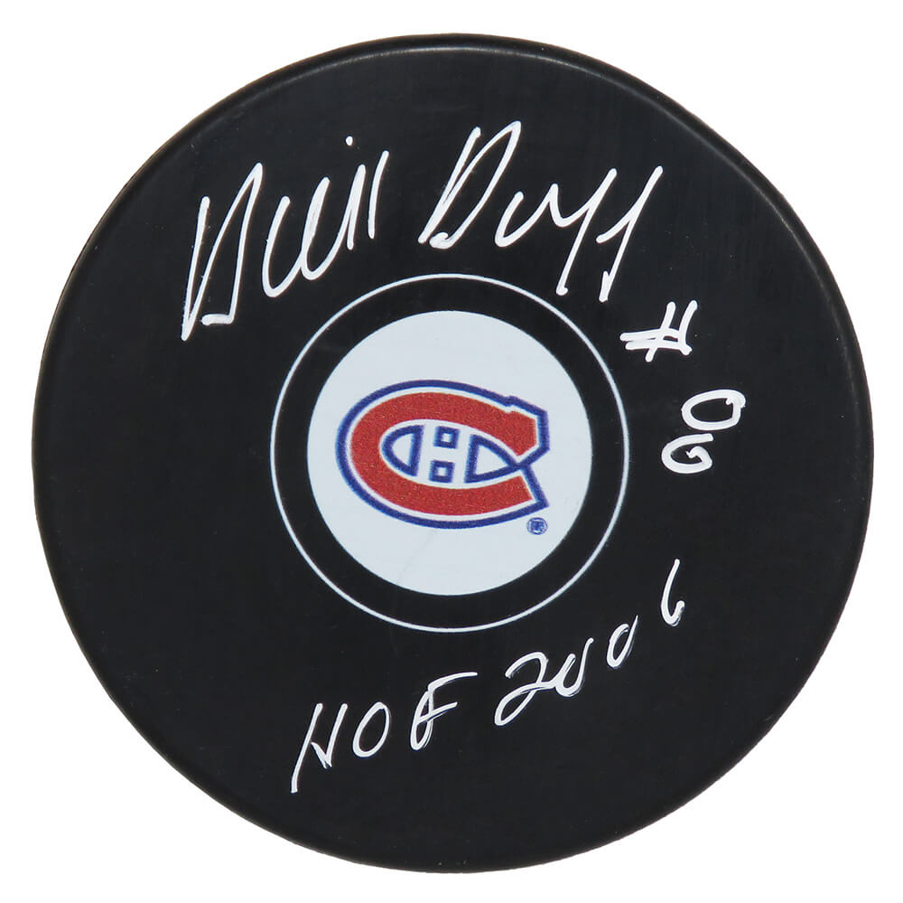 Dick Duff Signed Canadiens Logo Hockey Puck w/HOF 2006 - DUFPUC404 - Dick Duff Signed Canadiens Logo Hockey Puck w/HOF 2006 product image