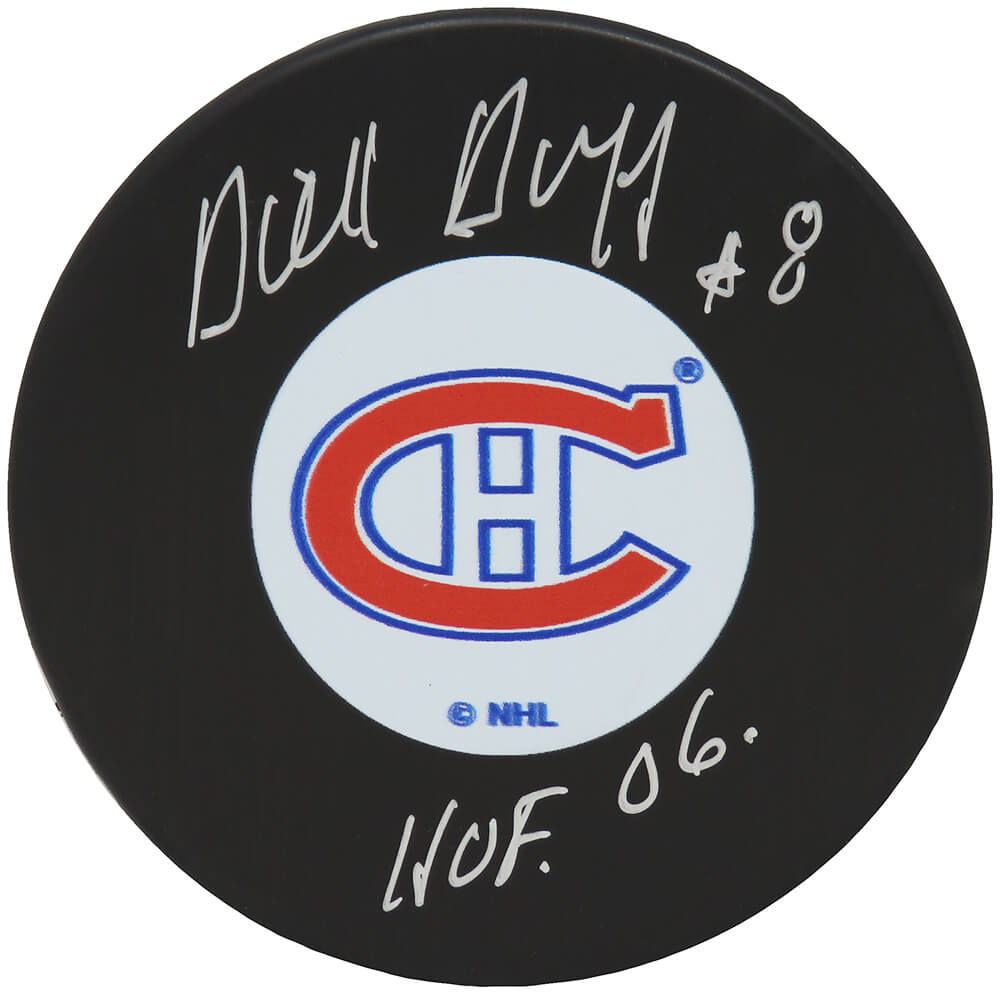 Dick Duff Signed Montreal Canadiens Logo Hockey Puck w/HOF'06 - DUFPUC407 - Dick Duff Signed Montreal Canadiens Logo Hockey Puck w/HOF'06 product image