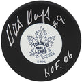 Dick Duff Signed Maple Leafs T/B Medium Logo Hockey Puck w/HOF'06 - DUFPUC408 - Dick Duff Signed Maple Leafs T/B Medium Logo Hockey Puck w/HOF'06 product image