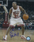 Chris Duhon Signed Chicago Bulls White Jersey Dribbling 8x10 Photo - DUH08P200 - Chris Duhon Signed Chicago Bulls White Jersey Dribbling 8x10 Photo product image
