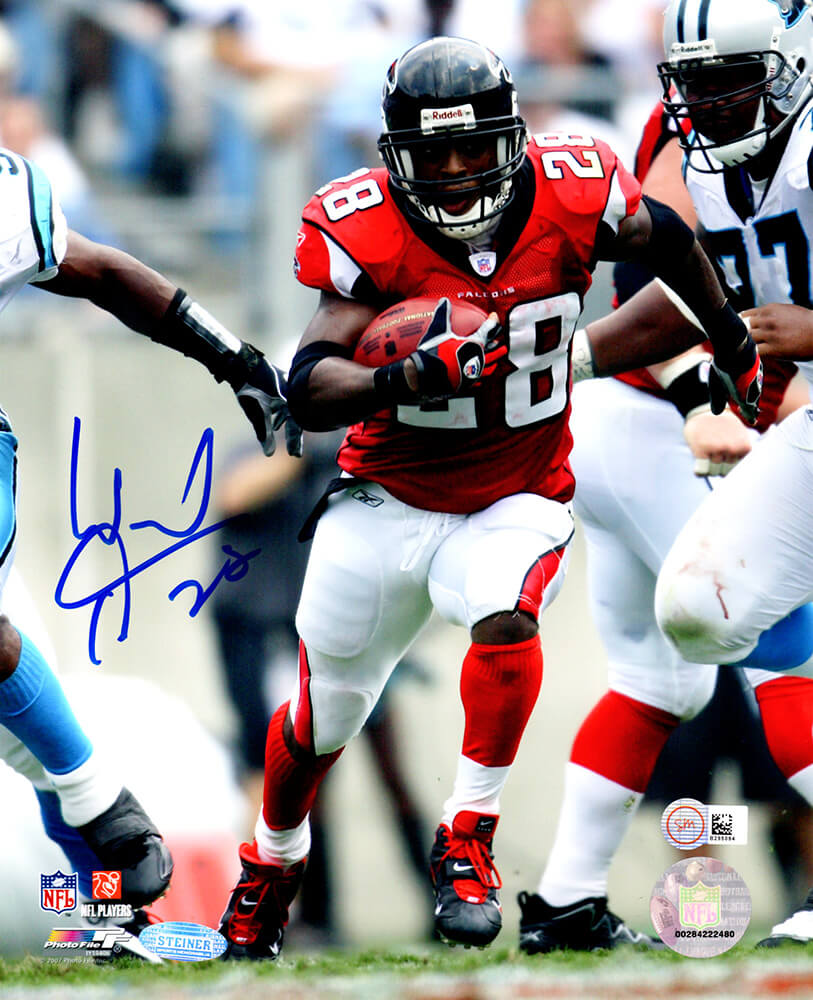 Warrick Dunn Signed Atlanta Falcons Action 8x10 Photo (Steiner) - DUN08P310 - Warrick Dunn Signed Atlanta Falcons Action 8x10 Photo (Steiner) product image