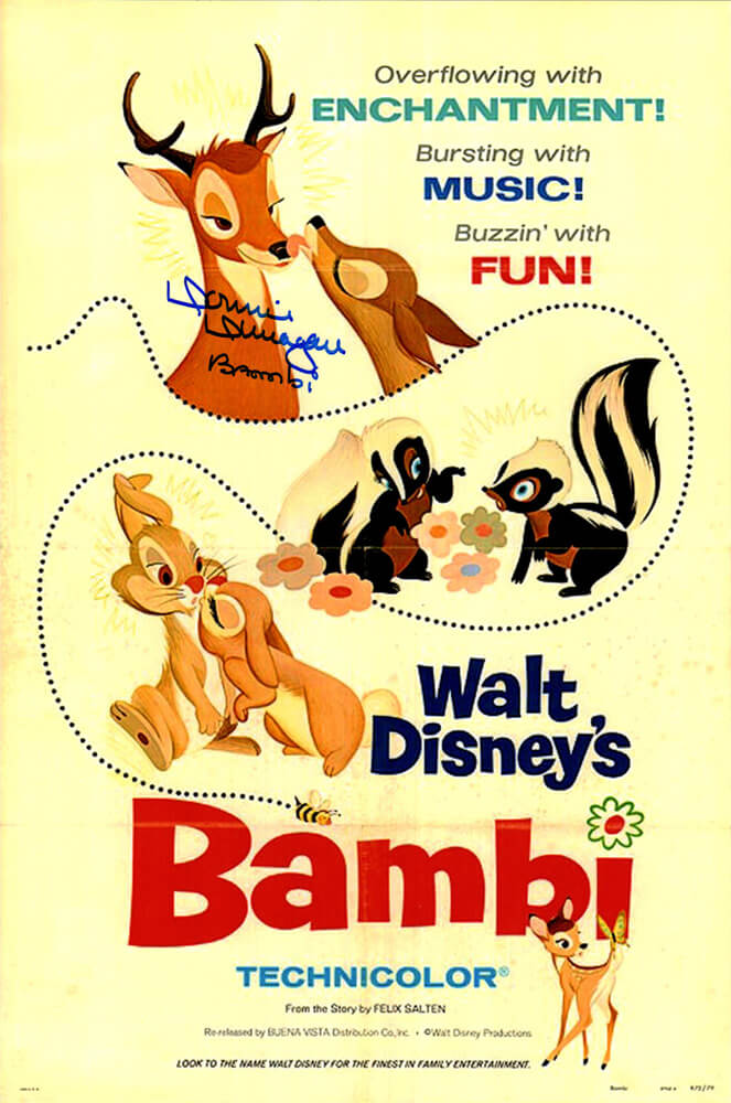 Donnie Dunagan Signed Bambi 10x15 Movie Poster w/Bambi - DUNPST500 - Donnie Dunagan Signed Bambi 10x15 Movie Poster w/Bambi product image