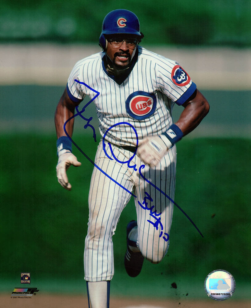 Leon Durham Signed Chicago Cubs Running Bases 8x10 Photo w/Bull - DUR08P102 - Leon Durham Signed Chicago Cubs Running Bases 8x10 Photo w/Bull product image